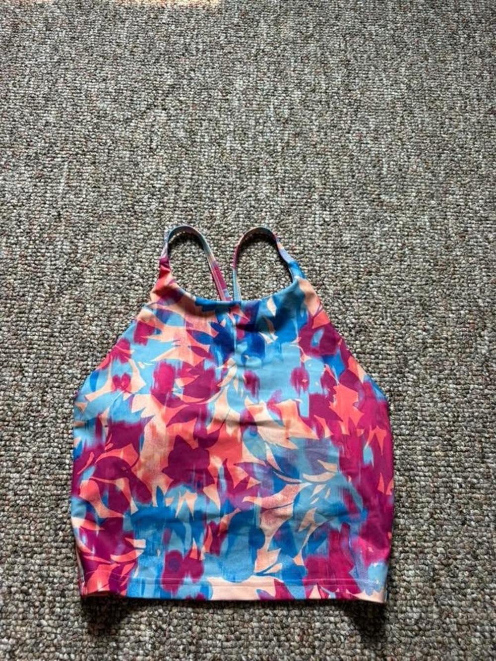 Colorful Floral-Print Cropped Tank Top